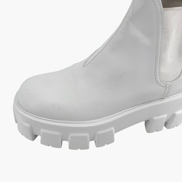 Prada Monolith White Leather Chelsea Ankle Boots Lug Sole Size 37 US 7 Women's - Picture 8 of 15
